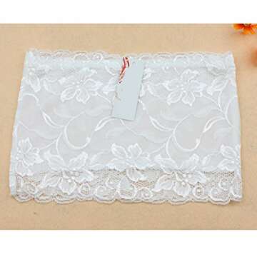 LUOEM 3pcs Women's Floral Lace Tube Top Stretchy Strapless Non-Padded Bandeau, Black, White, Skin, X-Large