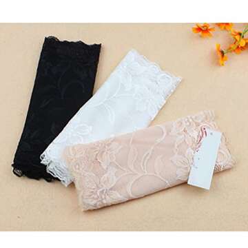 LUOEM 3pcs Women's Floral Lace Tube Top Stretchy Strapless Non-Padded Bandeau, Black, White, Skin, X-Large