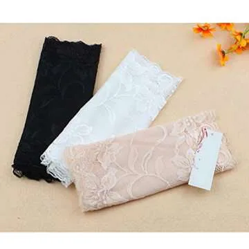 LUOEM 3pcs Women's Floral Lace Tube Top Stretchy Strapless Non-Padded Bandeau, Black, White, Skin, X-Large