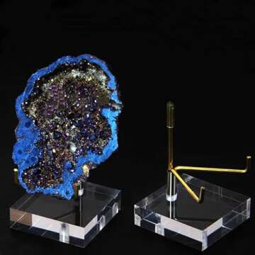 awsakc Adjustable Metal Arm Display Stand Easel with 80mm Acrylic Base,Suitable for Crystal,Plate,Fossil