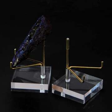 awsakc Adjustable Metal Arm Display Stand Easel with 80mm Acrylic Base,Suitable for Crystal,Plate,Fossil