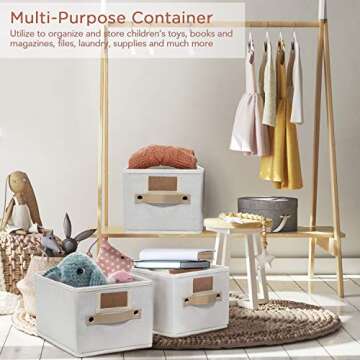 OLLVIA Foldable Storage Bins Set of 3 Rectangle Storage Basket, Sturdy Storage Basket with Lables,Decorative Storage Boxes for Shelves, Fabric Closet Storage Bins Box for Home|Office