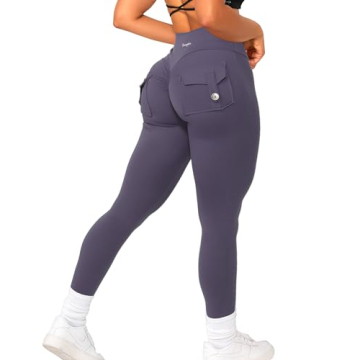 Danysu Women's Cargo Leggings with Pockets and Tummy Control