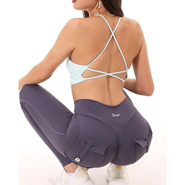 Danysu Women's Cargo Leggings with Pockets and Tummy Control