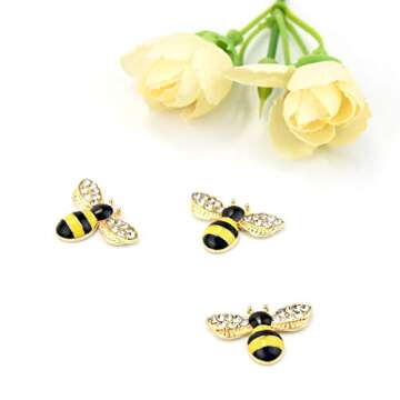20 Pcs Enamel Bee Charms Pendants Rhinestone Enamel Craft Embellishments Crafting for Halloween DIY ...