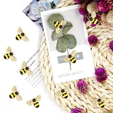 20 Pcs Enamel Bee Charms Pendants Rhinestone Enamel Craft Embellishments Crafting for Halloween DIY Handmade Crafts (yellow)