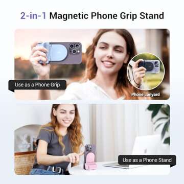 JJC Magnetic Phone Camera Grip Handle with Wireless Shutter Remote, Magsafe Camera Handle Bluetooth ...