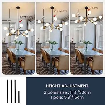 Sputnik Chandeliers Modern Black and Gold Chandeliers 10-Light Mid Century Farmhouse Chandelier Ceil...