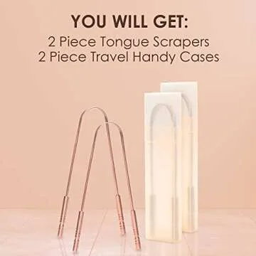 TruLife Tongue Scraper For Adults (2 Pack), Tongue Cleaner for Oral Care & Hygiene, Metal Tongue Scraper, Reduce Bad Breath (Travel Cases Included), Tounge Scraper - Fresher Breath & Easy to Use