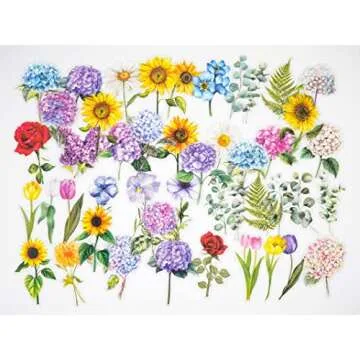 Knaid 600 Pieces Clear Flower Stickers Set, Transparent Floral Botanical Aesthetic Journaling Stickers for Nature Scrapbook Supplies Card Making Junk Journal Bullet Journal Planner DIY Crafts