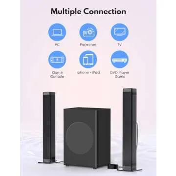 Puxinat 2 in 1 Separable Sound Bar for Smart TV with Subwoofer, Bluetooth 5.0 Surround Sound System for Home Theater, ARC/Optical/Aux/USB TV Speaker, Treble/Bass Adjust, 10 EQ Modes, Remote Included