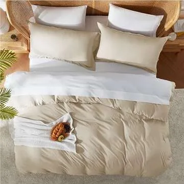 Nestl Beige Cream Duvet Cover Set - Soft Queen Size Bedding