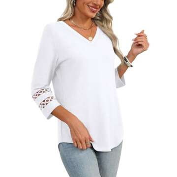 Trendy 3/4 Sleeve Blouse for Business Casual Wear