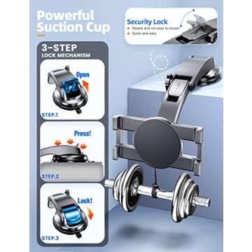 eSamcore Dashboard Tablet Holder for Car Suction Cup Car Mount with Large Clamp for All 6"-11" Apple iPad Samsung Galaxy Tab Tablet