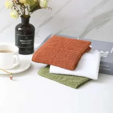 Glynniss Dishcloths Kitchen Highly Absorbent Dish Rags 100% Cotton Dish Cloths for Washing Dishes, Cleaning (11 x 11 Inches, 12 pcs, White)