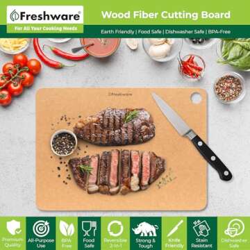 Freshware Wood Cutting Board: Eco-Friendly, Dishwasher Safe, X Large 18" x 13"