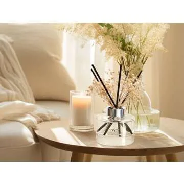 Flower Reed Diffuser Set Cashmere Vanilla Scent for Bathroom Accessories,Christmas Shelf Decor & Air Fresheners, Bedroom Sticks Defusers with 5.1 fl oz Essential Oils, Office Gifts