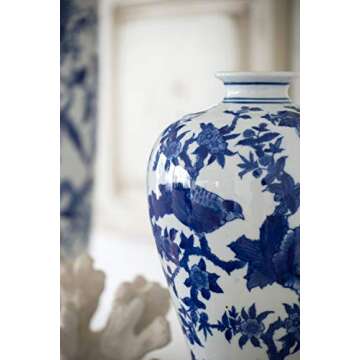 A&B Home 13'' Floral Print Porcelain Jar Vase