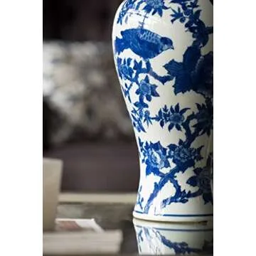 A&B Home 13'' Floral Print Porcelain Jar Vase