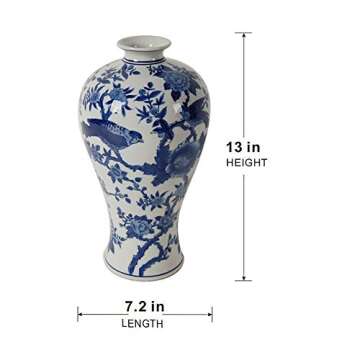 A&B Home 13'' Floral Print Porcelain Jar Vase