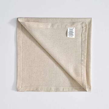 Fingercraft Dinner Cloth Napkins, Cotton Linen Blend 12 Pack Natural Premium Quality, Mitered Corners for Every Day Use Napkins are Pre Shrunk and Good Absorbency Christmas Cloth Napkins Ivory