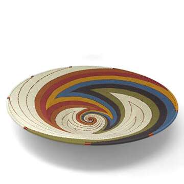 Bridge for Africa Fair Trade Zulu Telephone Wire 16-inch Platter Basket, White Desert