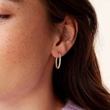 PAVOI 14K Gold Plated 925 Sterling Silver Post Cubic Zirconia Hoop Earrings 30/15mm (20.00, White Gold)