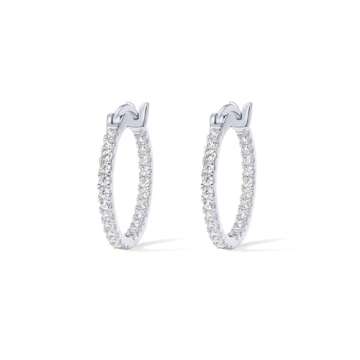 PAVOI 14K Gold Plated 925 Sterling Silver Post Cubic Zirconia Hoop Earrings 30/15mm (20.00, White Gold)