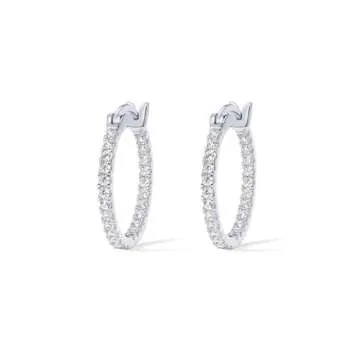 PAVOI 14K Gold Plated 925 Sterling Silver Post Cubic Zirconia Hoop Earrings 30/15mm (20.00, White Gold)