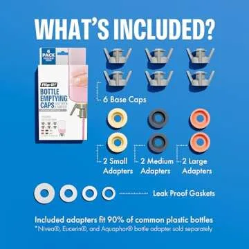 Flip-It! Bottle Emptying Kit – 6 Bottle Pack - No more wasted product - Fits most plastic bottles – 6 Base Caps, 6 Adapters – Pastel Color Edition