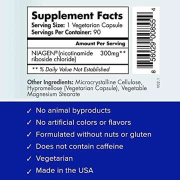 TRU NIAGEN Patented NAD Supplement for Anti Aging and Cell Regeneration, 300 mg Niagen, 90 Servings | Supports Cellular Energy, Brain, Muscle | Nicotinamide Riboside (NR) Take 1 Daily | 2 Bottles