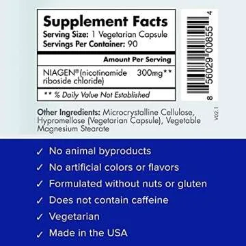 TRU NIAGEN Patented NAD Supplement for Anti Aging and Cell Regeneration, 300 mg Niagen, 90 Servings | Supports Cellular Energy, Brain, Muscle | Nicotinamide Riboside (NR) Take 1 Daily | 2 Bottles