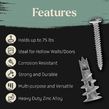 Premium Self-Drilling Drywall Anchors and Screws Kit