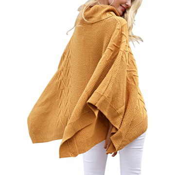 BerryGo Women's Chic Turtleneck Poncho Sweater