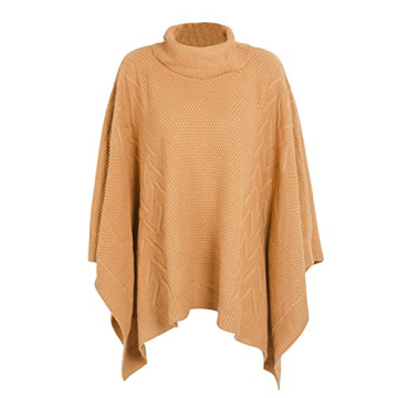BerryGo Women's Chic Turtleneck Poncho Sweater