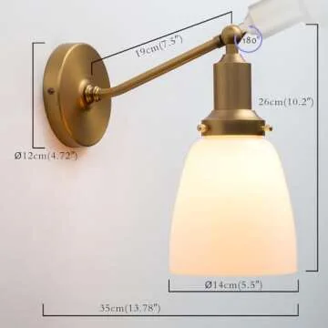 PERMO Industrial Vintage Wall Sconce with Milk White Shade