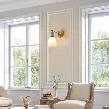 PERMO Industrial Vintage Wall Sconce with Milk White Shade