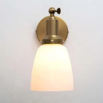 PERMO Industrial Vintage Wall Sconce with Milk White Shade