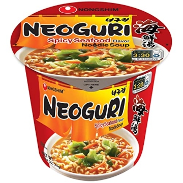 Nongshim Neoguri Spicy Seafood Ramen Noodle Soup, 6 Pack, Microwaveable Ramyun Instant Noodle Cup, B...