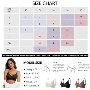 OEAK Womens Push Up Everyday Bras Comfortable Wireless Bralettes V Neck Seamless Bra Smooth Brassiere Wire Free Basic Bras Nude XL
