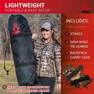 PRIMAL Treestands Wraith 270 Deluxe Blind - 270 Degree One-Way, See-Through Pop-Up Tent 3 Person, Premium Hunting Gear Sporting Good