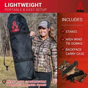 PRIMAL Treestands Wraith 270 Deluxe Blind - 270 Degree One-Way, See-Through Pop-Up Tent 3 Person, Premium Hunting Gear Sporting Good
