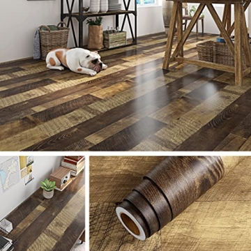Livelynine Reclaimed Wood Vinyl Flooring Roll for Walls and Floors - Waterproof & Easy to Install