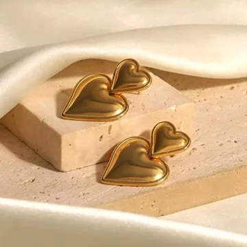Heart Drop Earrings for Women in Elegant Gold