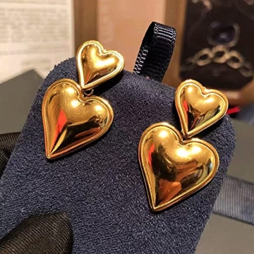 Heart Drop Earrings for Women in Elegant Gold