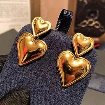 Heart Drop Earrings for Women in Elegant Gold