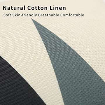 Tosewever Set of 4 Decorative Geometric 18 x 18 Inches Throw Pillow Covers - Modern Pattern Linen Square Pillow Cushion Case for Sofa Couch Bed Home Outdoor Car (18" x 18", Beige/Black)