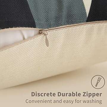 Tosewever Set of 4 Decorative Geometric 18 x 18 Inches Throw Pillow Covers - Modern Pattern Linen Square Pillow Cushion Case for Sofa Couch Bed Home Outdoor Car (18" x 18", Beige/Black)