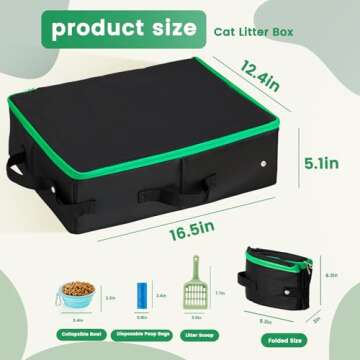 Ferrafay Portable Cat Travel Litter Box with Zipped Lid Easy to Carry and Clean, Nylon Waterproof Me...