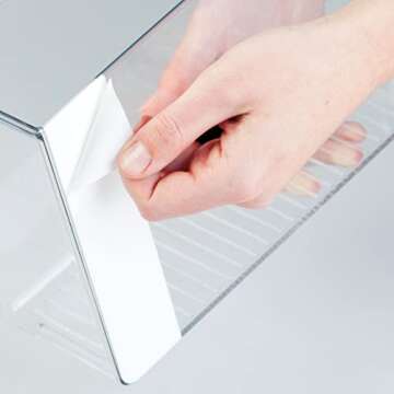 mDesign Plastic Storage Organizer Bin, Adhesive Mount for Cabinets & Walls in Bathroom, Vanity, Under Sink, Holds Body Wash, Shampoo, Lotion, Brushes, Hair Spray, Ligne Collection, 2 Pack, Clear